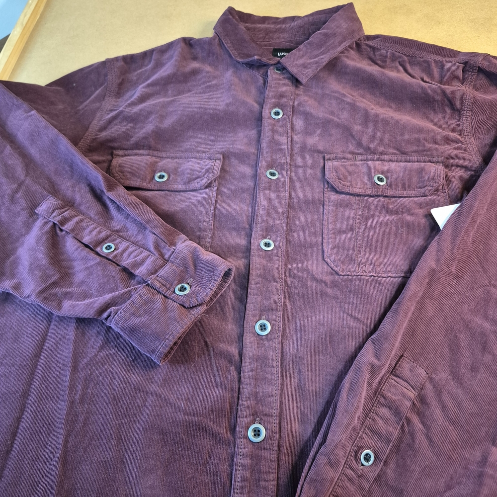 Lucky Brand Men's Casual Button Down Shirt - Burgundy 3109/431